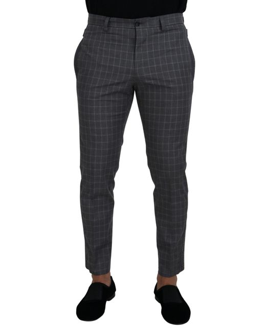 Dolce & Gabbana Black Check Pants Slim Fit for men