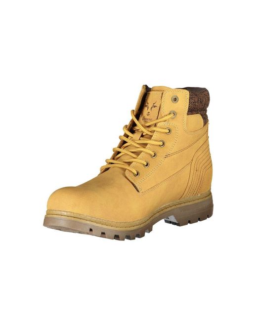 Carrera Yellow Sleek Lace-Up Boots With Contrast Detail for men