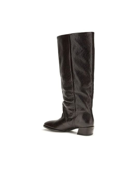 P.A.R.O.S.H. Black Brown Calf Leather Bos Taurus Flat Boots