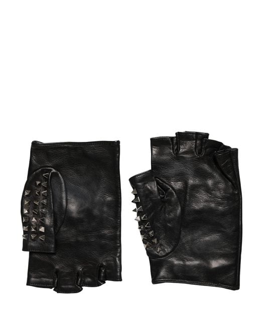 Dolce & Gabbana Black Embellished Wrist Length Mitten Gloves