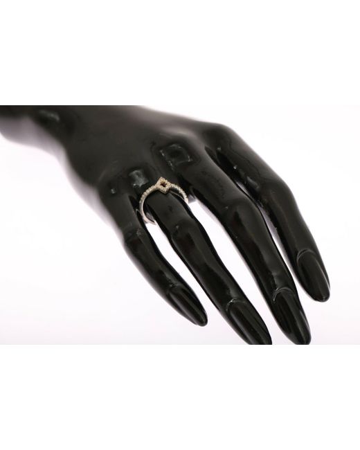 Nialaya Black Silver Rhombus S Clear Cz 925 Silver Ring