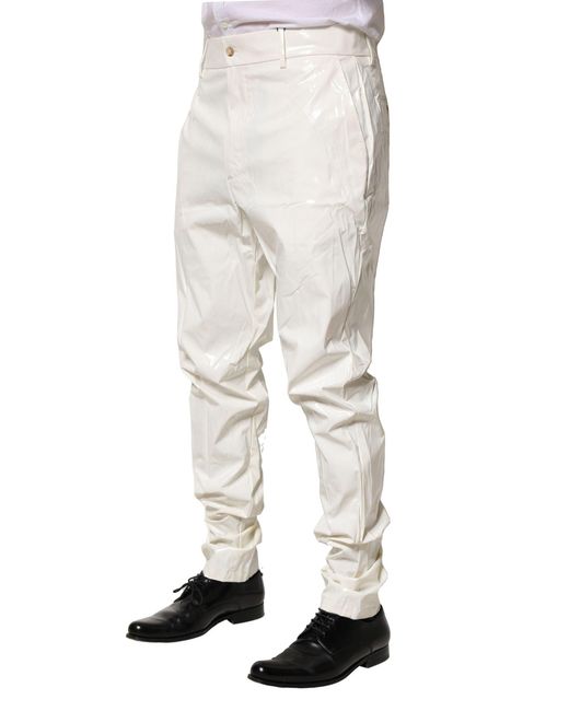 Dolce & Gabbana Natural Vinyl Trousers Slim Fit for men