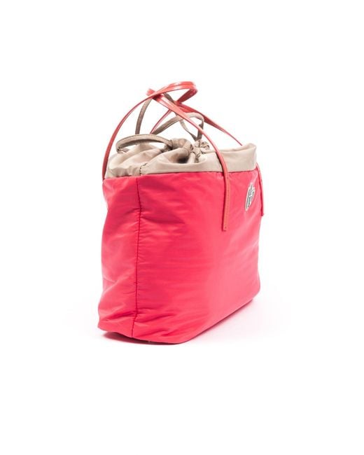 Byblos Pink Elegant Fabric And Patent Shopper Tote