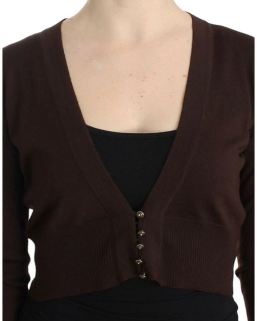 Roberto Cavalli Black Elegant Virgin Woo Cropped Cardigan
