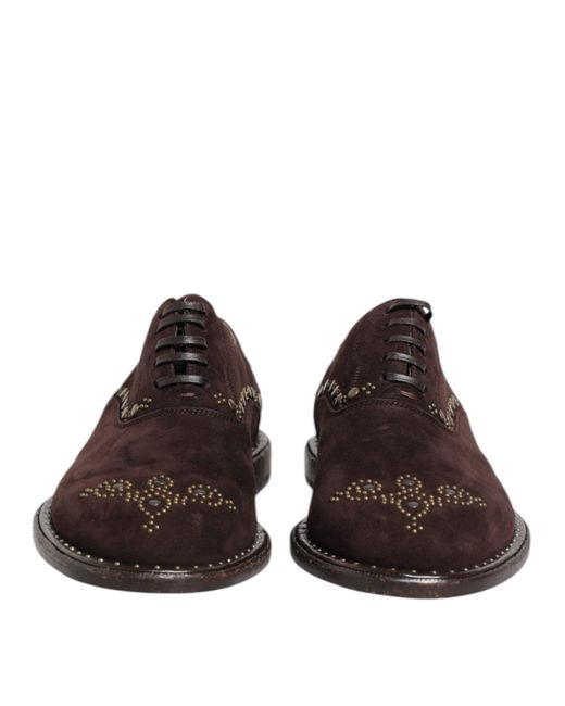 Dolce & Gabbana Brown Velvet Lace Up Oxford Dress Shoes for men