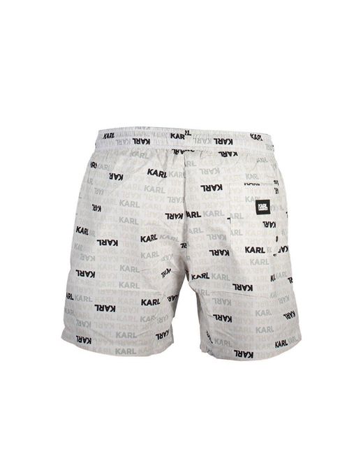 Karl Lagerfeld Gray Polyester Swim Trunks for men