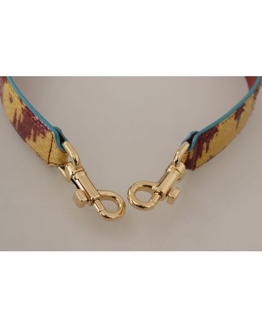 Dolce & Gabbana Yellow Red Leather Gold Tone Shoulder Strap