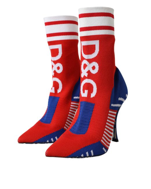 Dolce & Gabbana Red Logo Sock Boot