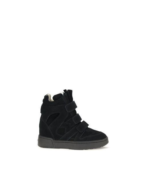 Isabel Marant Black Wedge Leather Sneakers Im3-Gz