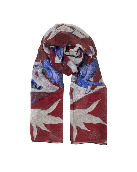 Borbonese Red Silk Scarf