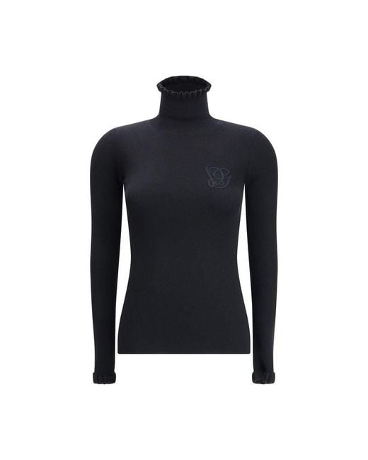 Valentino Black Wool Sweater With Ruffled Collar