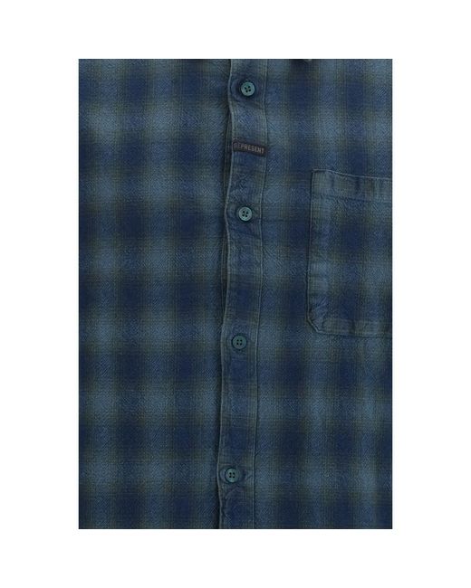 Represent Blue Bicolor Cotton Pattern Shirt for men