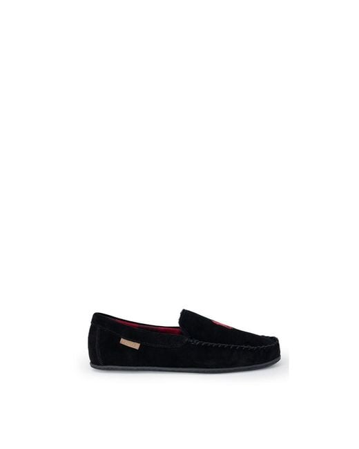Ralph Lauren Black Faux Fur Slippers for men