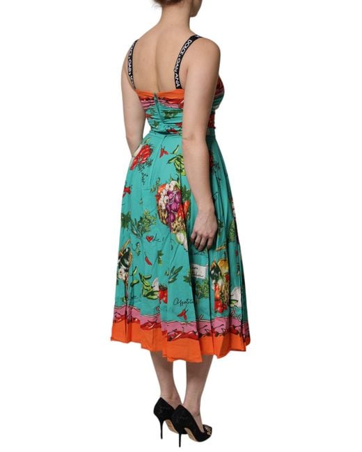 Dolce & Gabbana Blue Multicolor Printed Silk Sleeveless Midi Dress for men