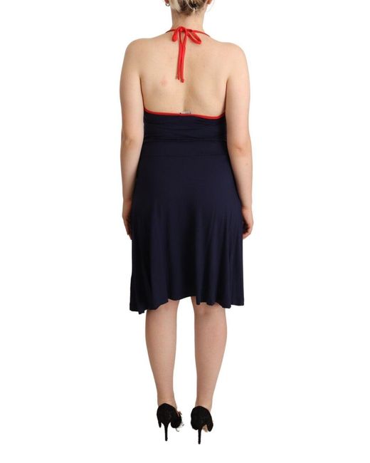 Rocco Barocco Black Cotton Midi Halter Dress