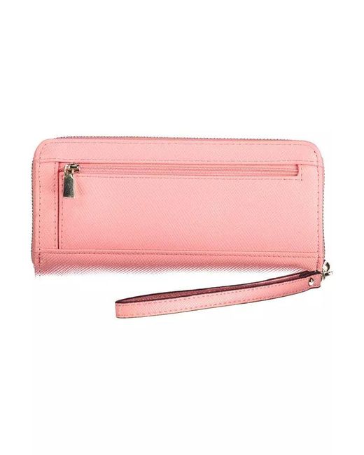 Guess Chic Pink Zip Wallet With Contrasting Details