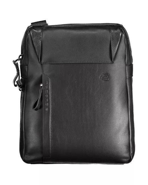 Piquadro Elegant Black Leather Shoulder Bag for men