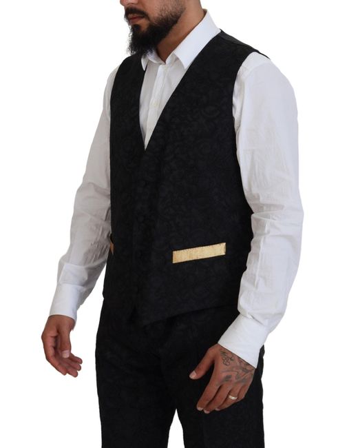Dolce & Gabbana Black Elegant Silk Blend 3-Piece Suit for men