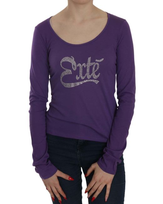 Exte Crystal Embellished Ls Casual Top Purple Tsh3908