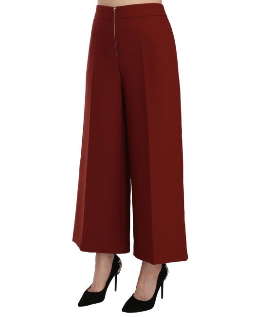 Jucca Red High Waist Cropped Flared Dress Formal Trouser Pants