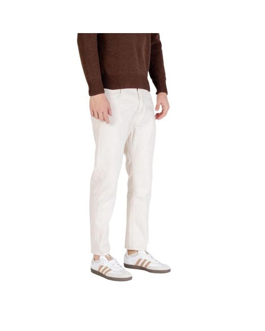 Gianni Lupo Multicolor Cream Cotton Relaxed Fit Jeans for men