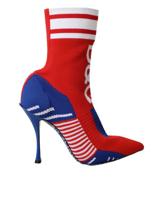 Dolce & Gabbana Red Logo Sock Boot
