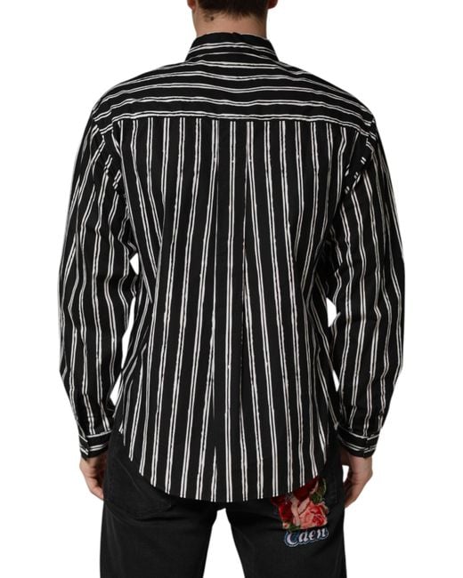 Dolce & Gabbana Black Stripes Cotton Formal Dress Shirt for men