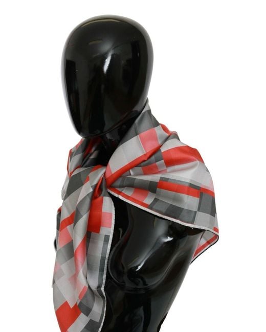 CoSTUME NATIONAL Black Red Silk Shawl Foulard Wrap Scarf