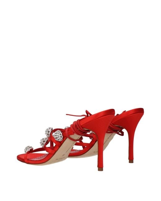 Manolo Blahnik Red Satin Sandals/Bright