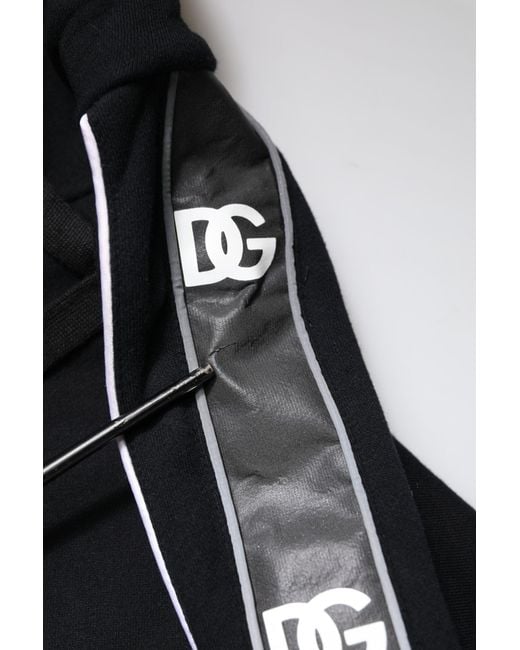Dolce & Gabbana Black Hooded Sweatshirt With Side Stripes for men