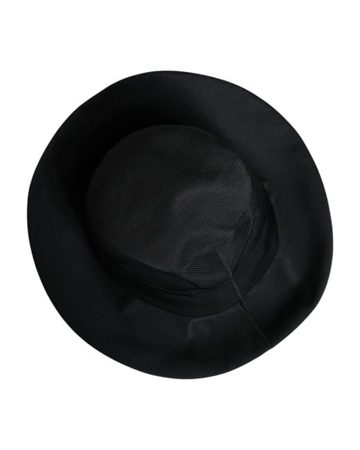 Dolce & Gabbana Black Cotton Wide Brim Fedora Hat for men