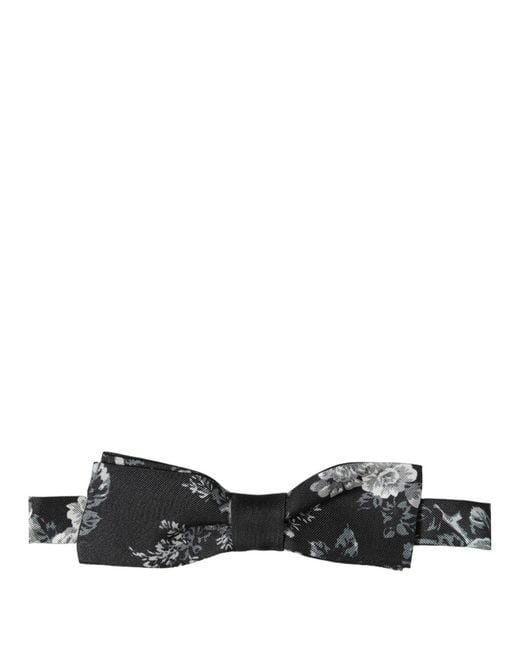 Dolce & Gabbana Black Floral Silk Adjustable Neck Men Papillon Bow Tie for men