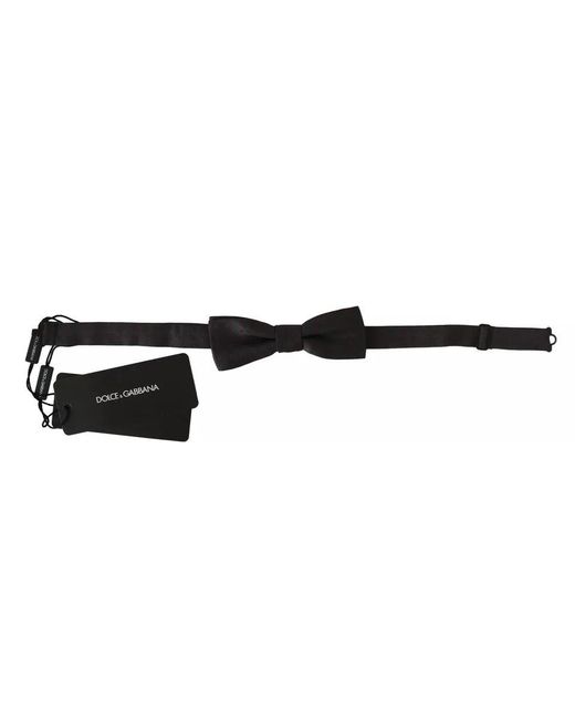 Dolce & Gabbana Black Dotted Silk Adjustable Neck Bow Tie for men
