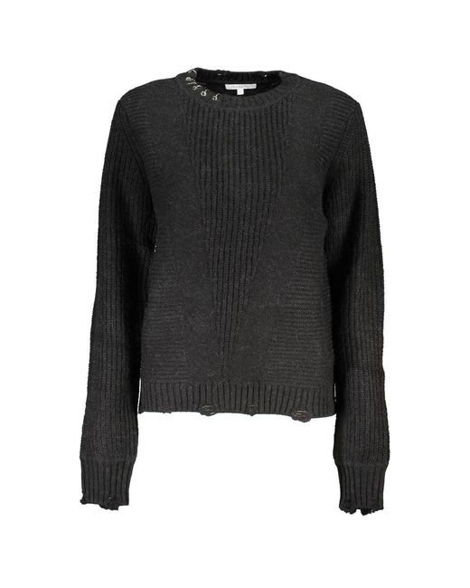 Patrizia Pepe Black Elegant Long-Sleeved Crew Neck Sweater With Logo