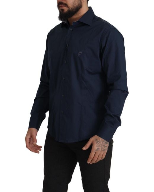 Roberto Cavalli Blue Elegance Cotton Dress Shirt for men