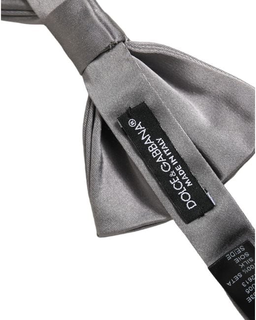 Dolce & Gabbana Men Gray 100% Silk Adjustable Neck Papillon Bow Tie for men