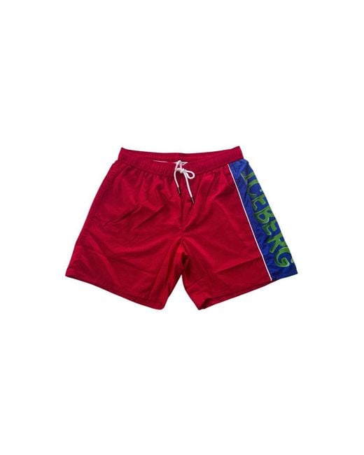 Iceberg Red Polyester Swimwear for men