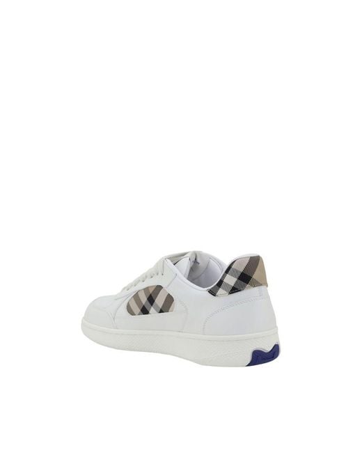 Burberry White Calf Leather Bos Taurus Low Top Sneakers for men