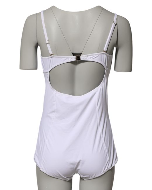 Dolce & Gabbana Gray White Padded Balconette One Piece Swimwear