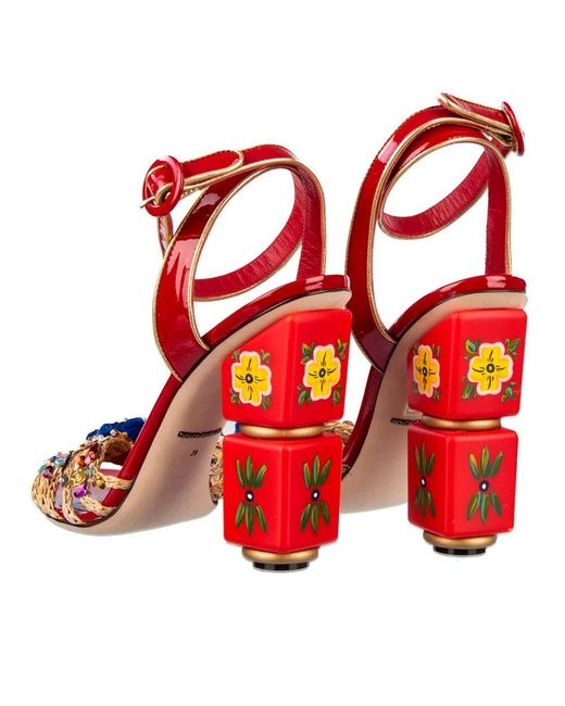 Dolce & Gabbana Red Sicilian Elegance Leather Clogs