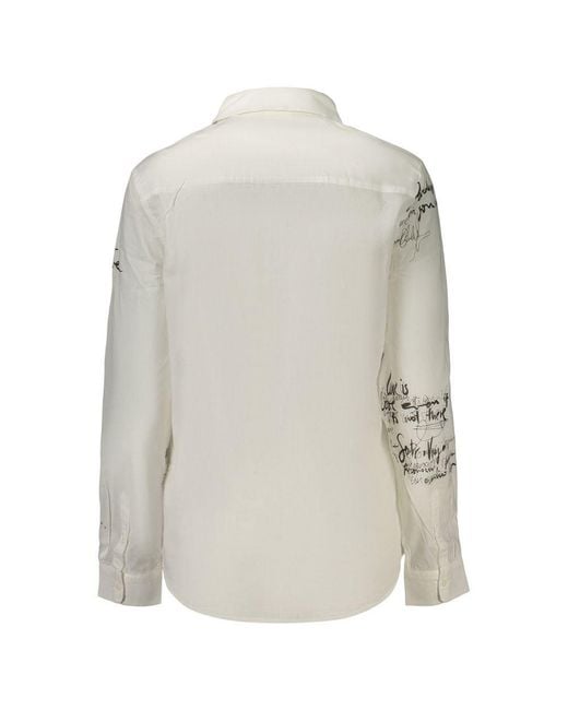 Desigual Gray White Cotton 's Shirt
