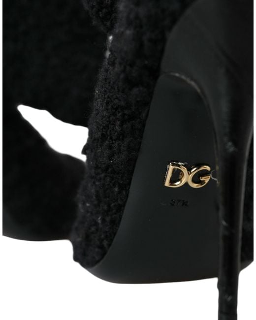 Dolce & Gabbana Black Stiletto Heels Mid Calf Boots Shoes