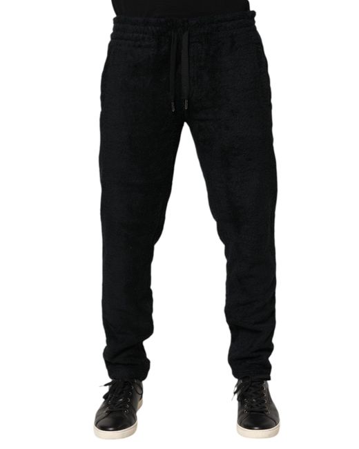 Dolce & Gabbana Black Terry Cloth Jogger Pants for men