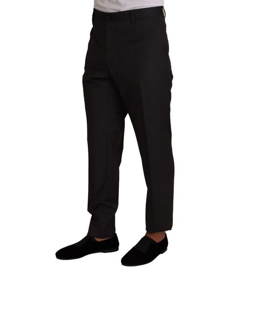Dolce & Gabbana Black Elegant Wool Dress Trousers for men
