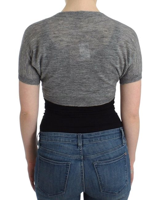 Ermanno Scervino Black Lingerie Knit Gray Bolero Sweater Cardigan