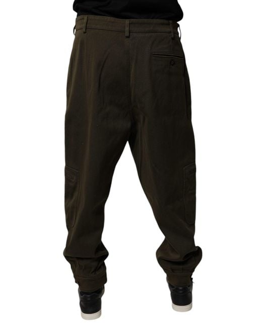 Dolce & Gabbana Black Dark Brown Cotton Jogger Cargo Pants for men