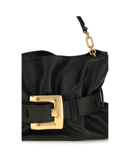 Balmain Black Calf Leather Bos Taurus Shoulder Bag
