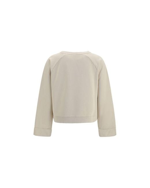 Pinko White Beige Cotton Sweatshirt