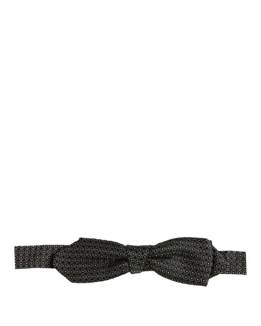 Dolce & Gabbana Black Patterned Necktie Papillon Silk Bow Tie for men