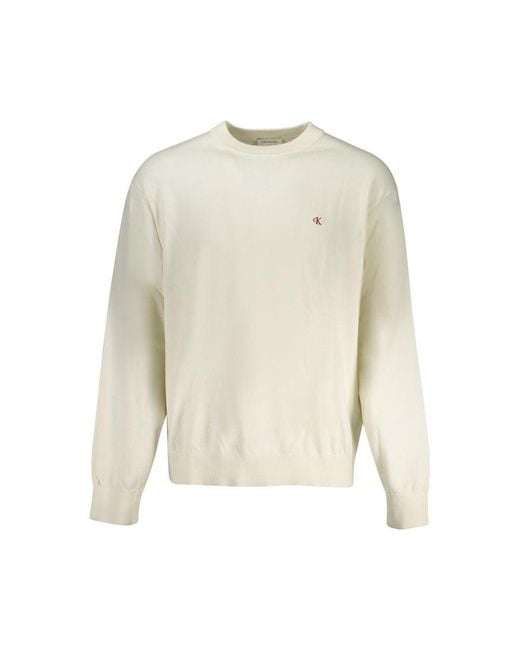 Calvin Klein White Cotton Sweater for men